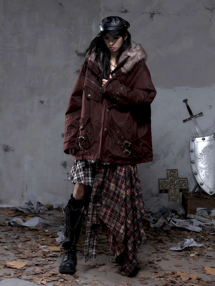 Mid-Length Fleece-Lined Cotton Jacket【s0000014475】