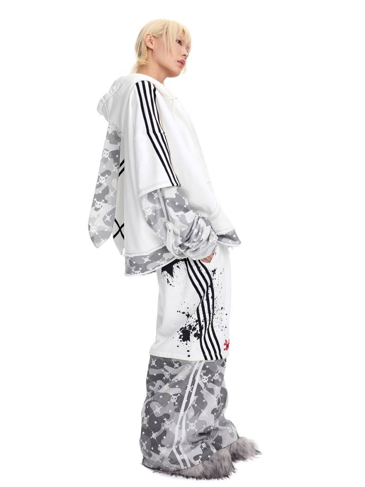 Skull Print Puff Sleeve Rabbit Ear Hoodie Jacket【s0000014419】