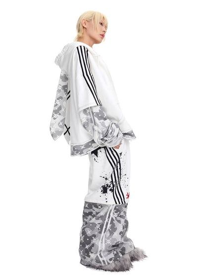 Skull Print Puff Sleeve Rabbit Ear Hoodie Jacket【s0000014419】