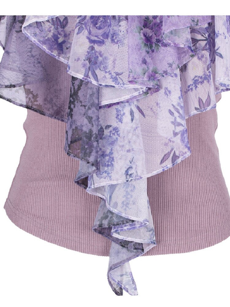 Vintage Pattern Ruffle Camisole【s0000018060】