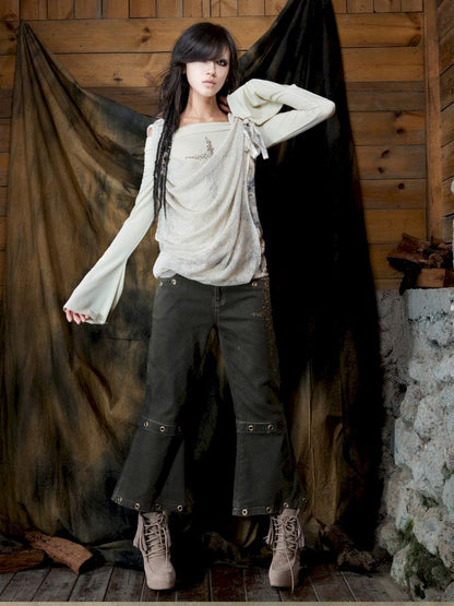 Slim-Fit Off-Shoulder Long-Sleeve T-Shirt【s0000013895】