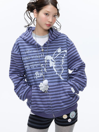 Vintage Striped Hooded Sweatshirt【s0000016380】