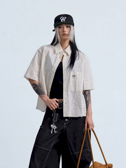 Striped Short Sleeve Shirt【s0000013198】