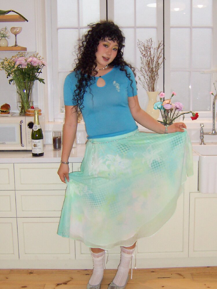 Pearl Gradient Printed A Line Skirt【s0000016661】