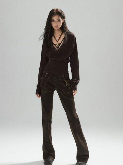 Coffee Swing Collar Woolen Top【s0000015605】