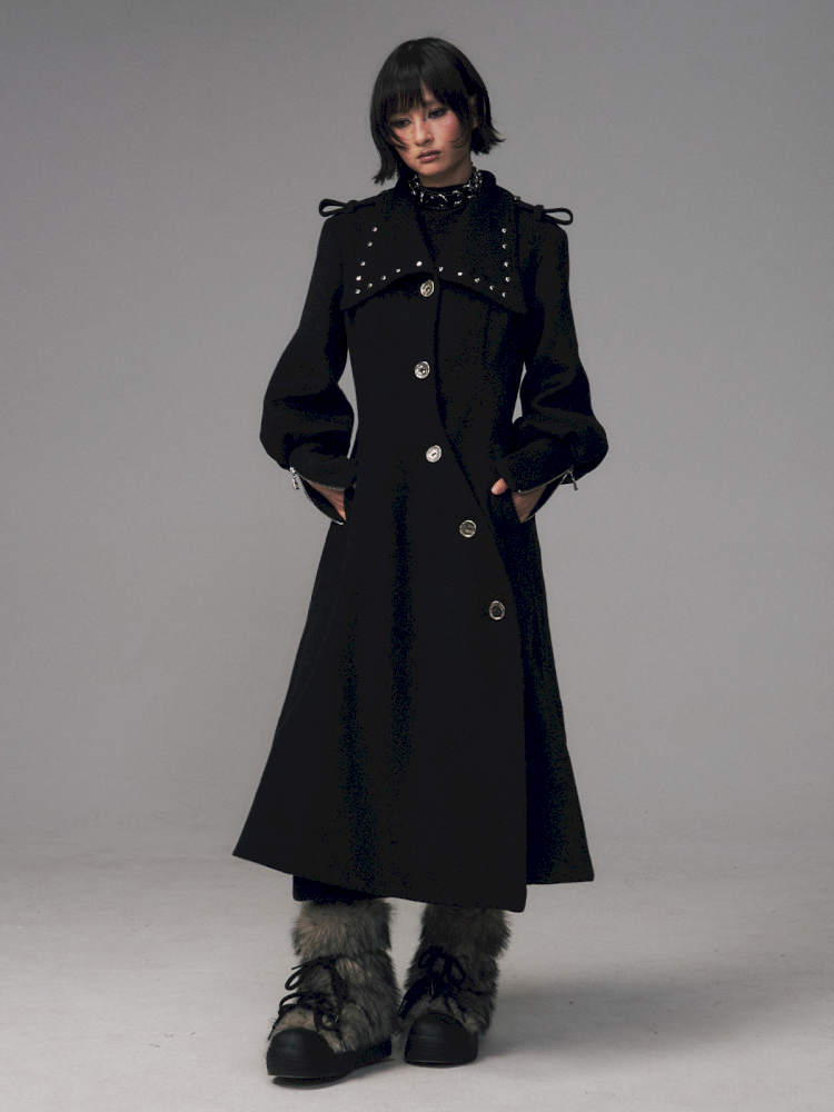 Dark A-Line Temperament Wool Coat【s0000014707】