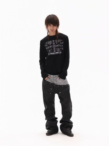 Sparkle Slogan Shoulder Long-Sleeve T【s0000018349】
