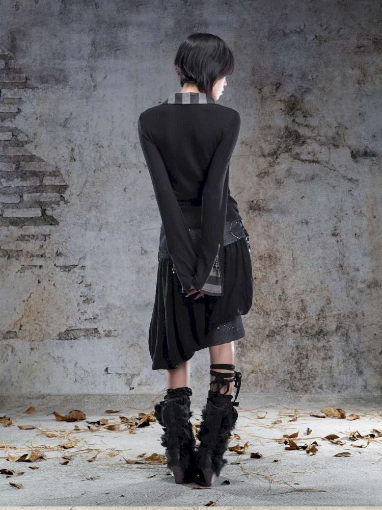 V-Neck Pullover Long-Sleeve Knit Top【s0000014492】