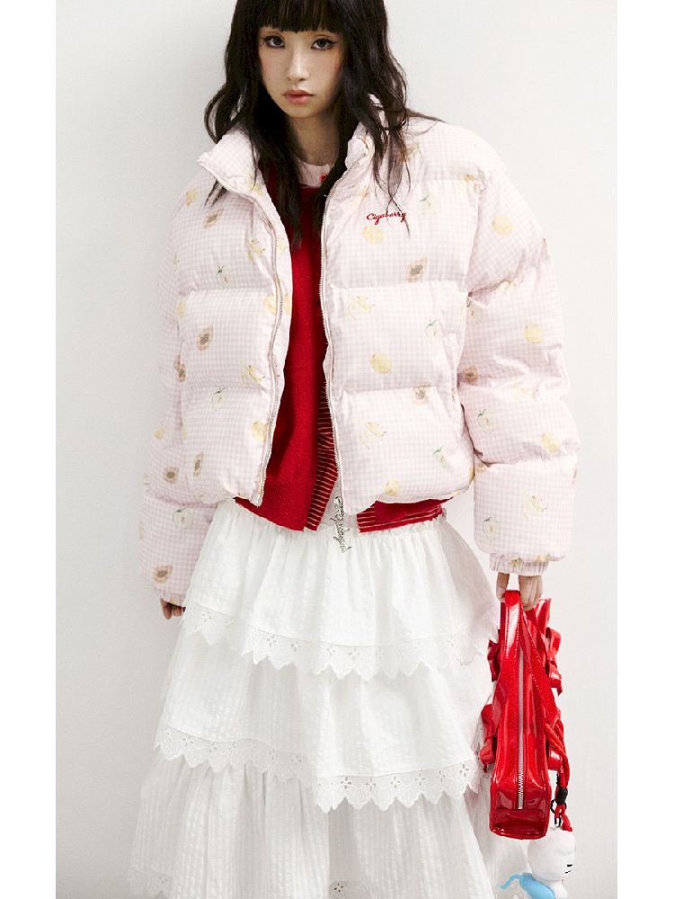 레트로 프린트 코튼 짧은 코트 [S0000011428]