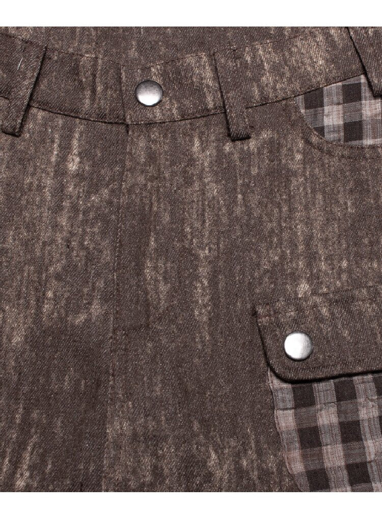 Cute Skull Denim Check Culottes【s0000018046】