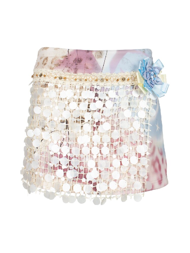 Sequin Flower Psychedelic Skirt【s0000018081】