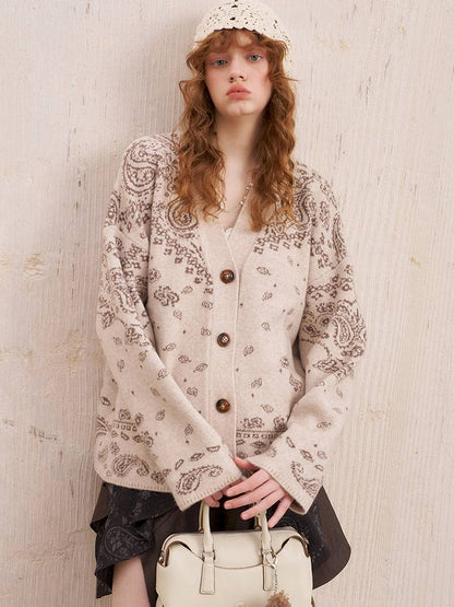 Button-Front Jacquard Knit Cardigan【s0000014394】