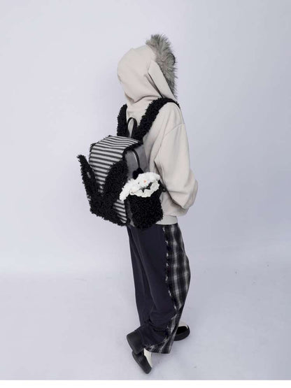 Rabbit Ears Fur Computer School Bag【s0000014615】