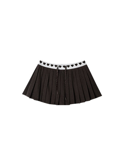 Love Waist Pleated A-Line Skirt【s0000015855】
