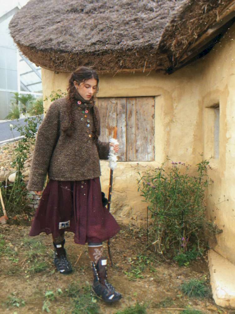 Button Vintage Polka Dot Chiffon Skirt【s0000014901】