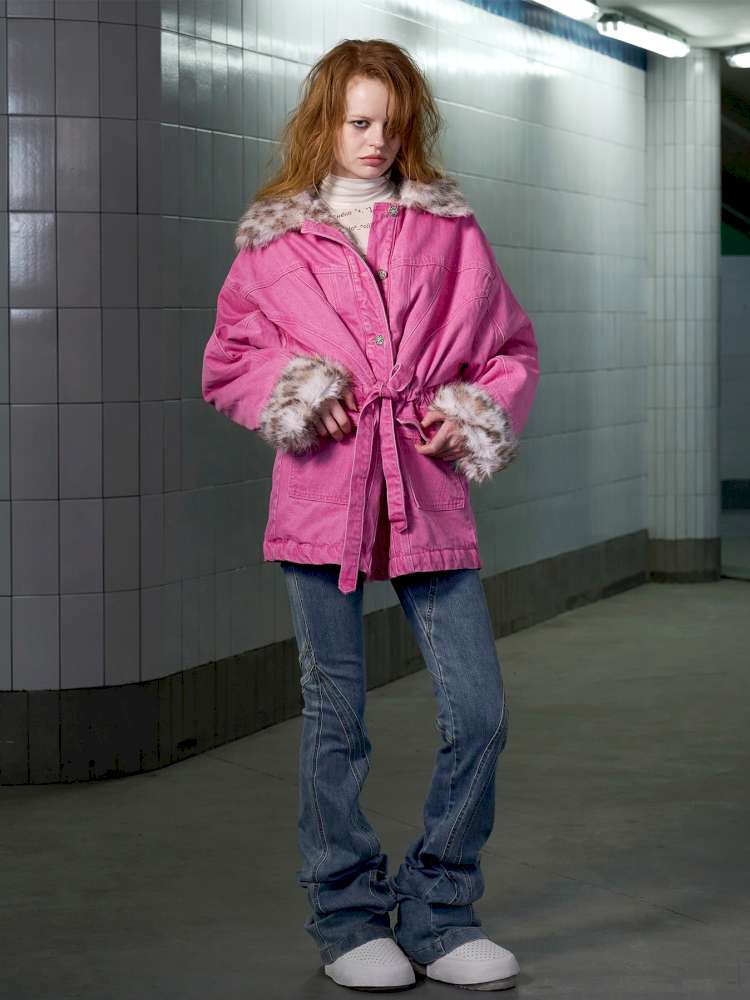 Leopard Print Paneled Denim Jacket【s0000014640】