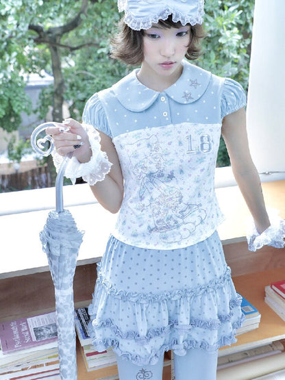 Vintage Bird Collar Bubble T-shirt【s0000017476】