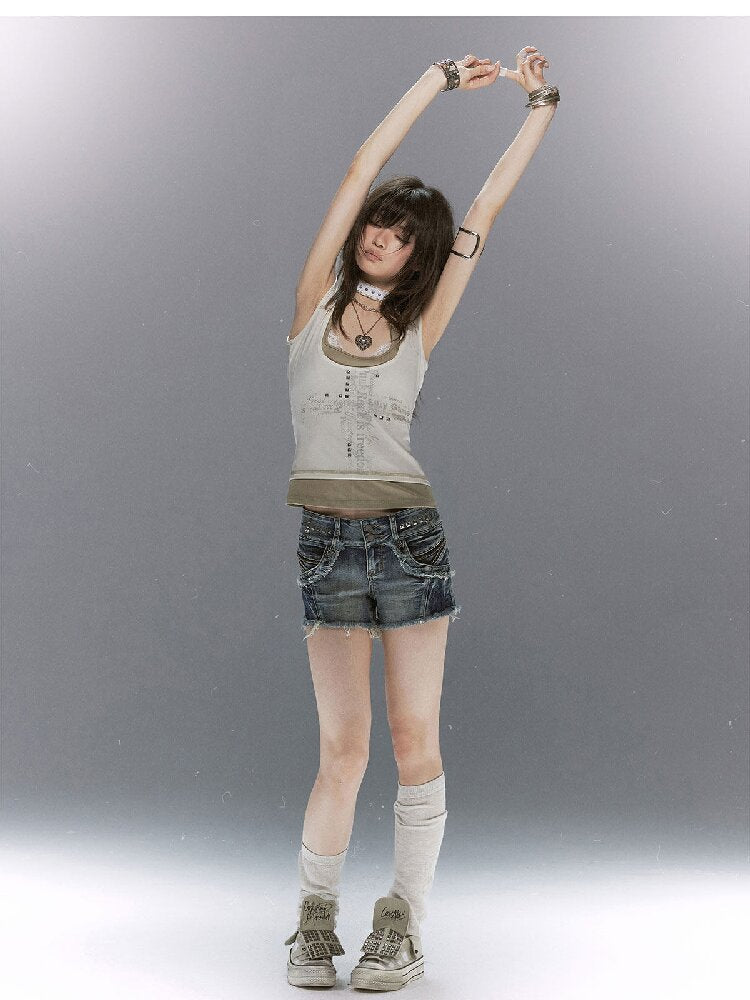 Party By The Sea Rivet Denim Shorts【s0000017042】