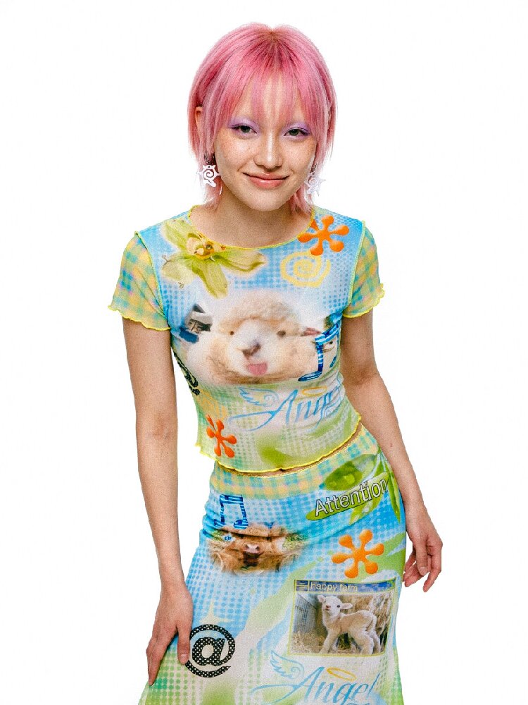 Mesh Short Sleeve Mermaid Dress【s0000017518】