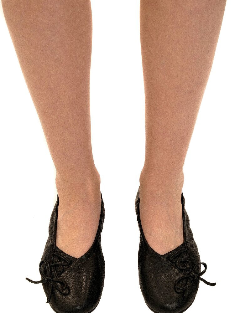 Leather Diagonal Bow Ballet Flats【s0000017935】