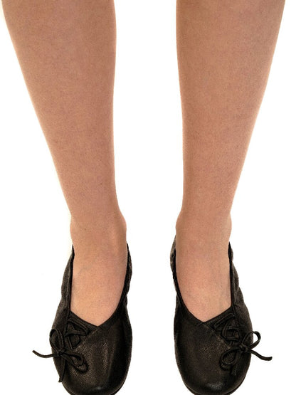 Leather Diagonal Bow Ballet Flats【s0000017935】