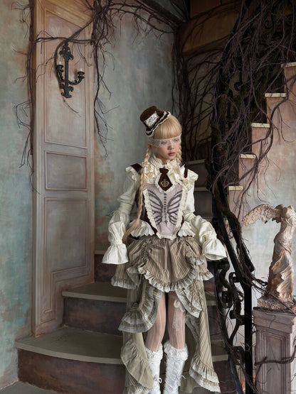 Stripe Lace Drawstring Cake Skirt【s0000015618】