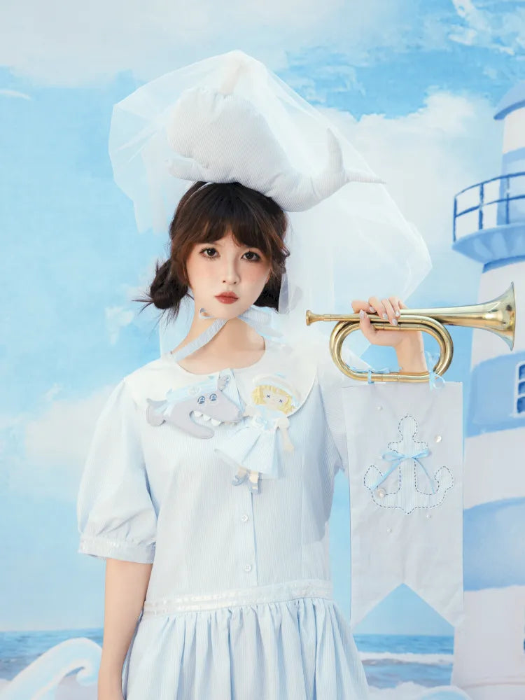 Blue and White Striped Dress【s0000014154】