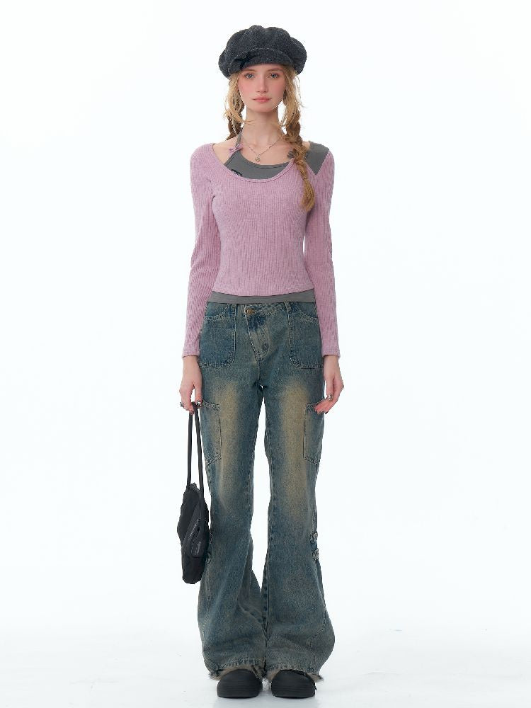 Straight Wide Leg Washed Jeans【s0000011489】