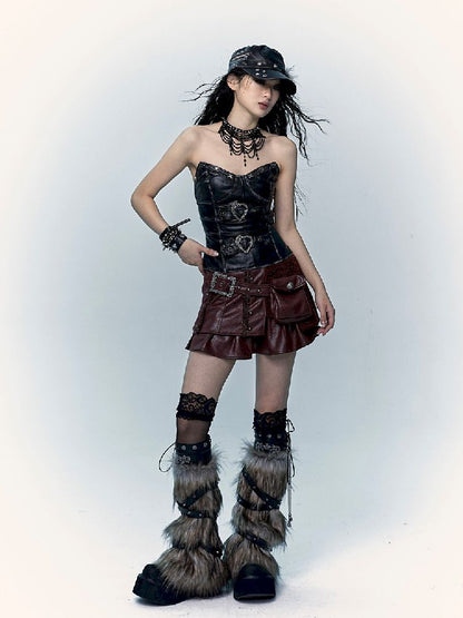 슬림 랩 짧은 가죽 가슴 판 [S0000011436]