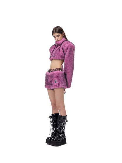 Gradient Fur Short Turtleneck Jacket【s0000015116】