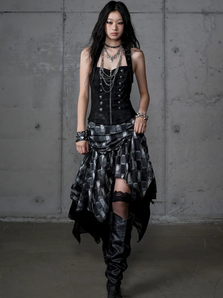 Asymmetrical Halter Neckline Dress【s0000013942】