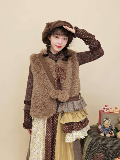 Vintage Girly Color-Blocked Floral Lace Base Layer【s0000014841】