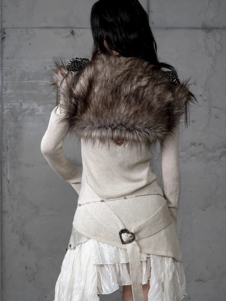 Punk Studded Fuzzy Mini Jacket【s0000014113】