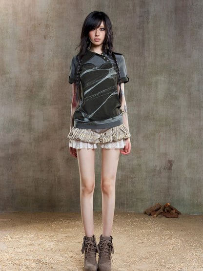 Lapel Short Sleeve Backless t-shirt【s0000012646】