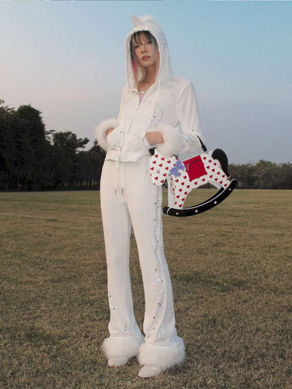 Horse Unicorn Velvet Diamond Coat【s0000015377】