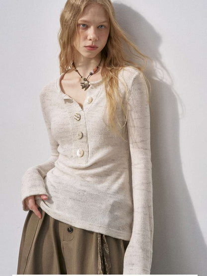 Sequin Knit Henry Collar Sweater【s0000015230】