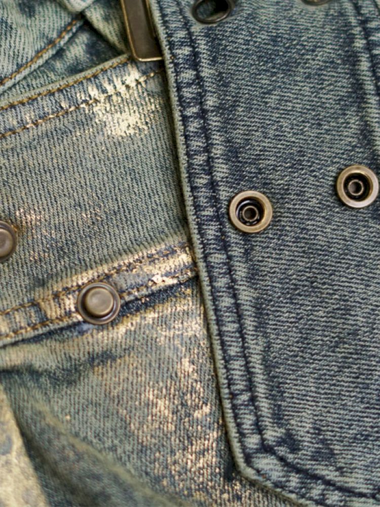 Denim pleated skirt pants【s0000012806】