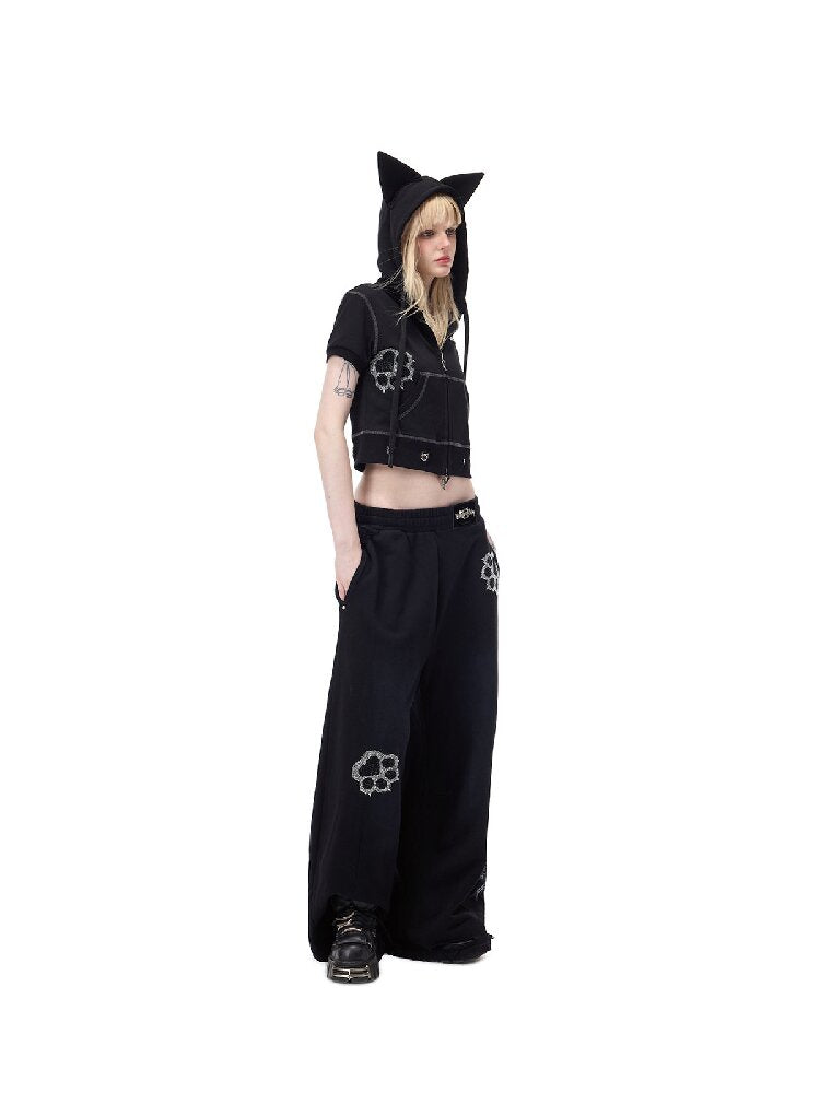 Cat Ear Rhinestone Camo Hoodie【s0000017721】