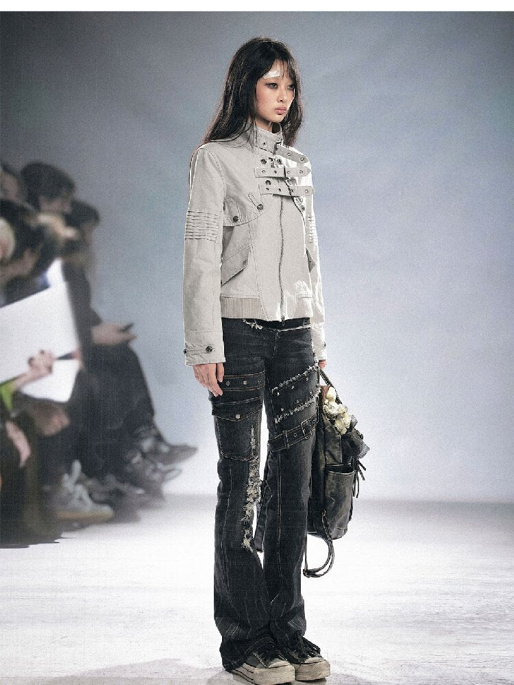 Splicing Hole Grunge Straight Jeans【s0000016284】