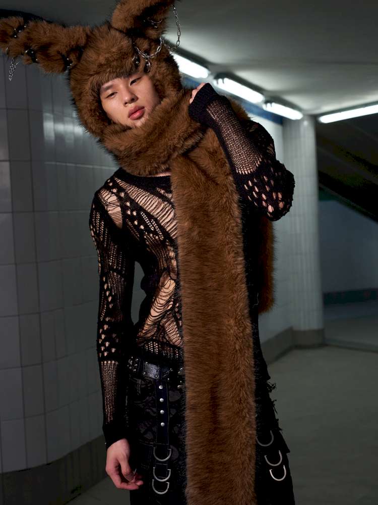 Long Hair Contrast Patch Hat Scarf【s0000014639】