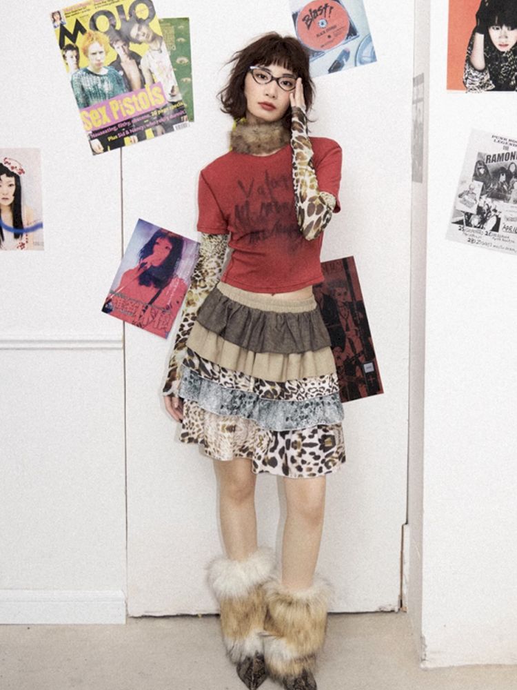 Printed splicing bustier cake skirt【s0000012271】