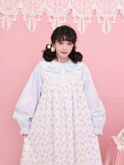 Round Neck Embroidered Blue Lace Dress【s0000013493】