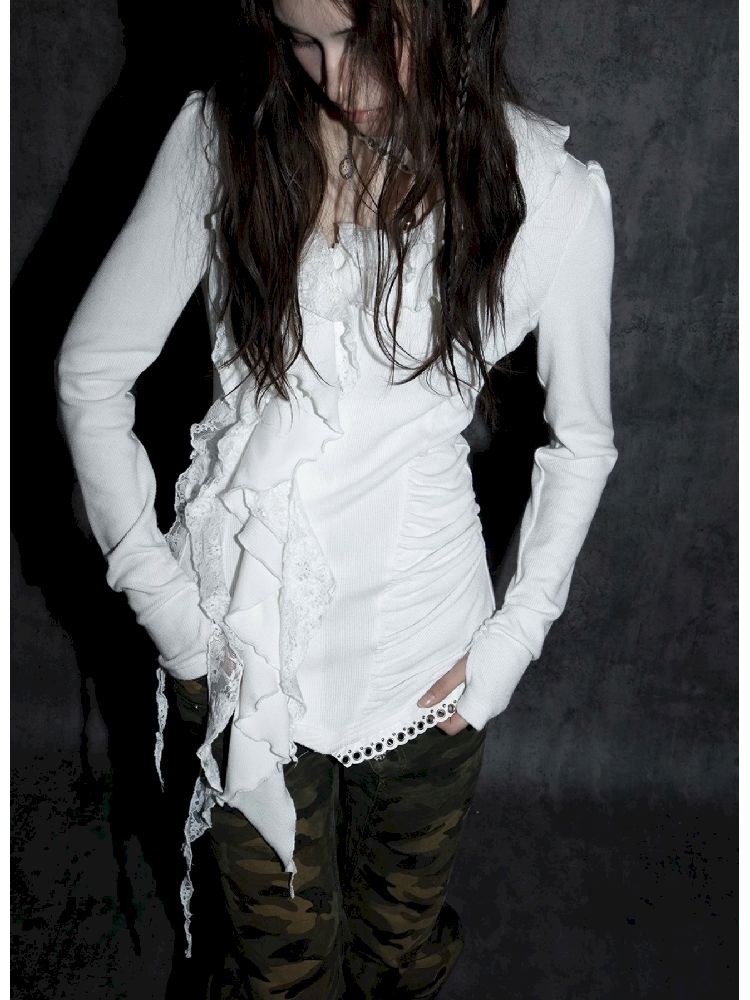 Ruffle Edge Vintage Knit Cardigan【s0000011271】