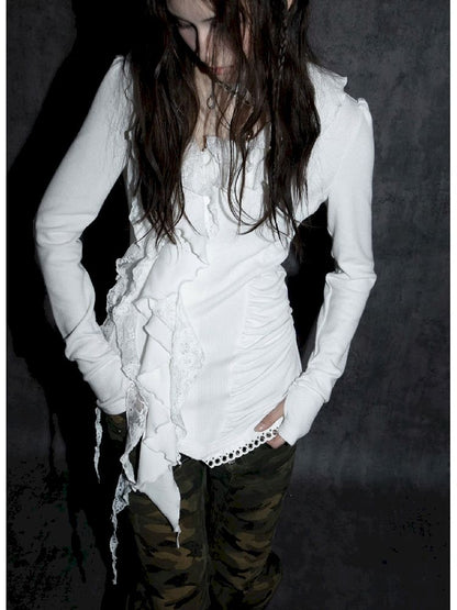 Ruffle Edge Vintage Knit Cardigan【s0000011271】