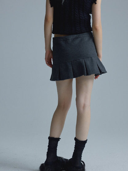 Gray Pleated Napoleon Mini Skirt【s0000018555】