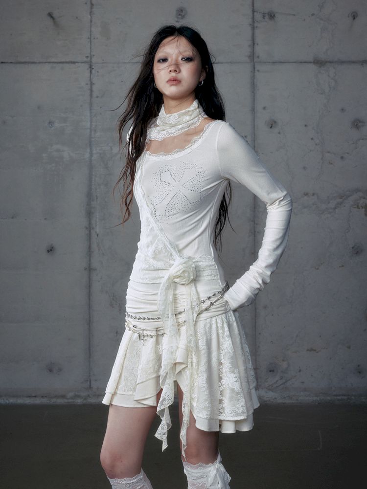 Stacked Neck One-Shoulder Dress【s0000013475】