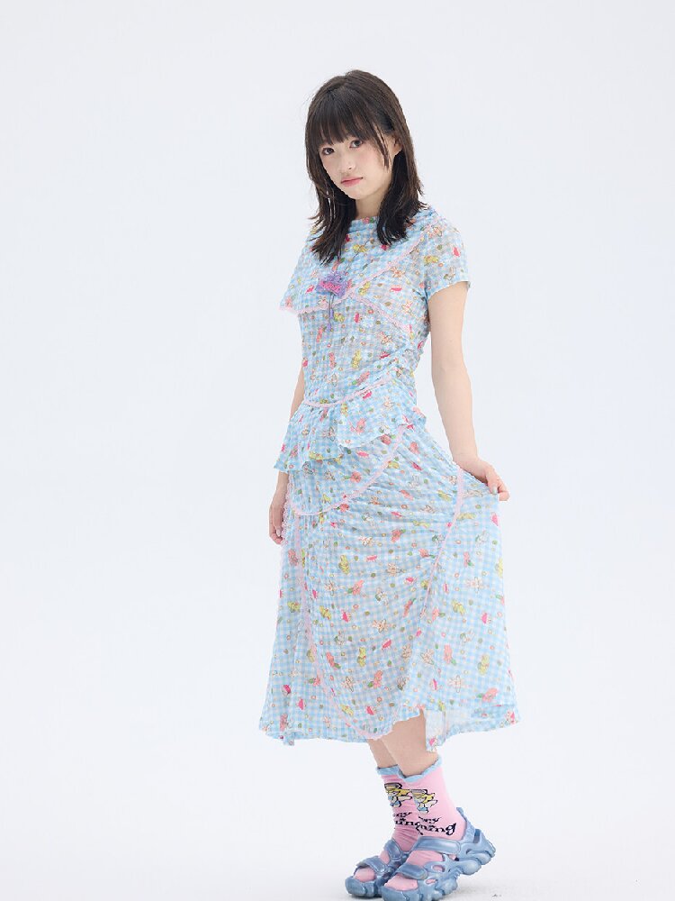 Bunny Lace Asymmetrical Skirt Set【s0000017690】