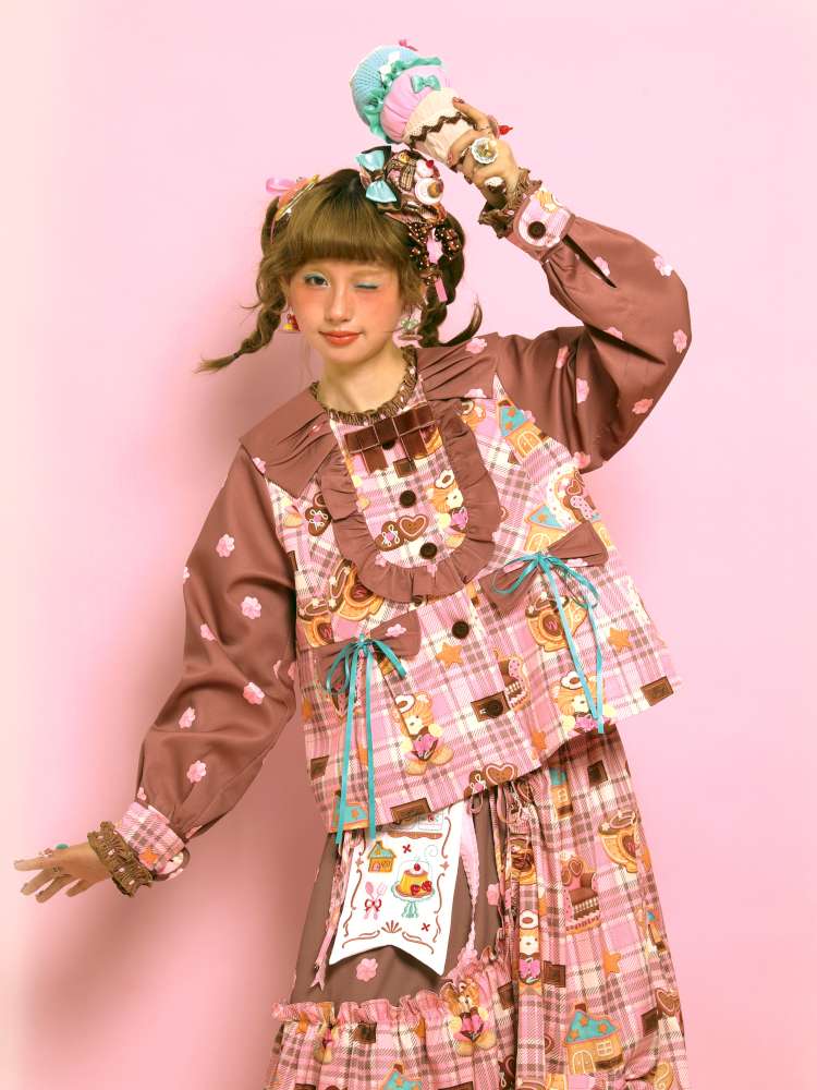 Pink-Brown Vintage Doll-Style Jacket【s0000014514】