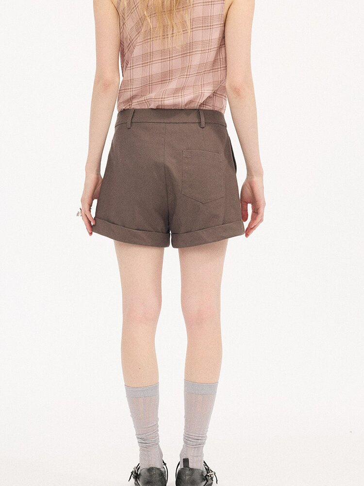 Wool Pinch Pleated Curled Shorts【s0000015904】
