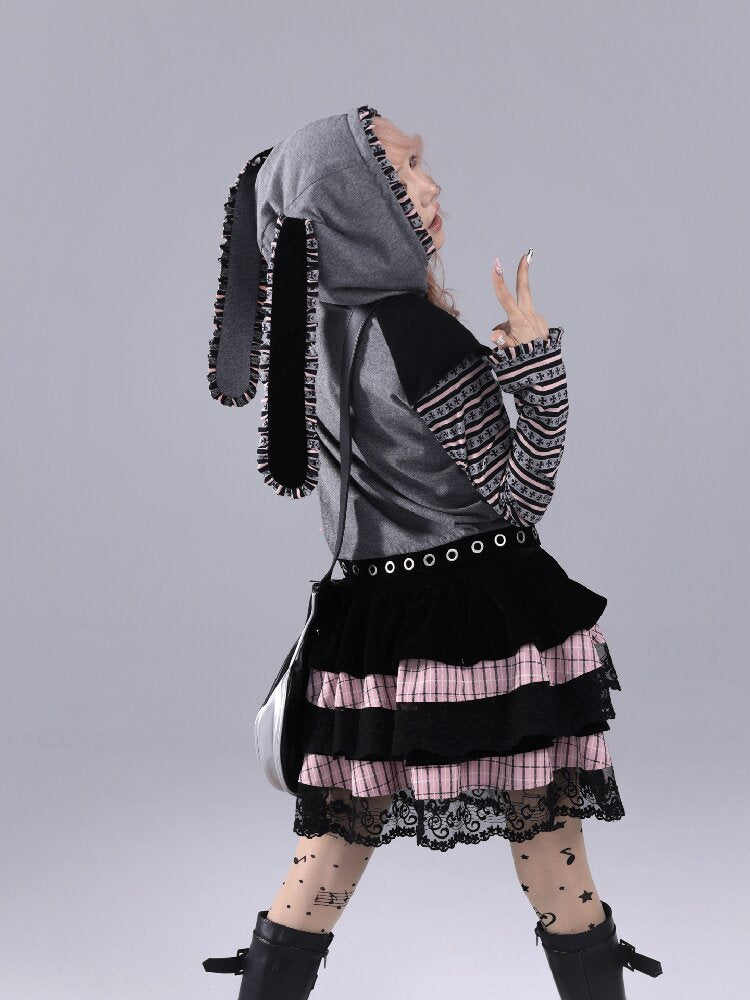 Velvet Striped Fluffy Note Skirt【s0000016226】